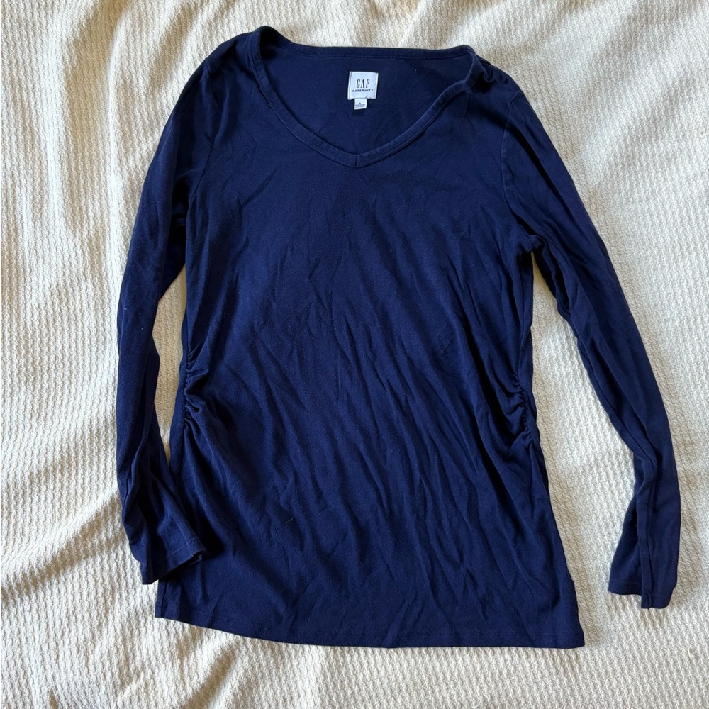 GAP Maternity Dark Blue V-Neck Long Sleeve Top